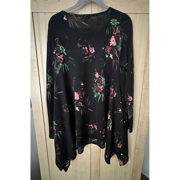 Neiman Marcus Dressy Floral Embroidered Tunic Top Size L Long Sleeve Artsy Back - Picture 4 of 5